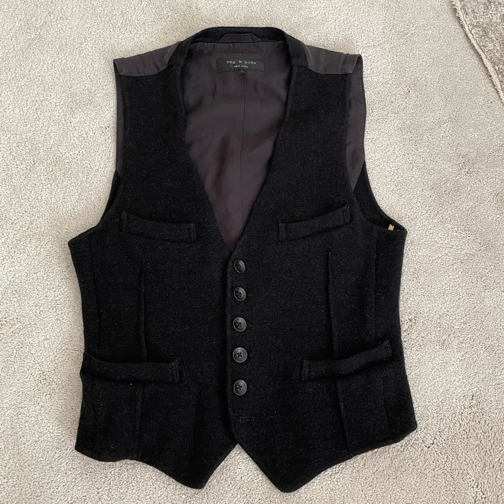 RAG & BONE BLACK WOOL VEST